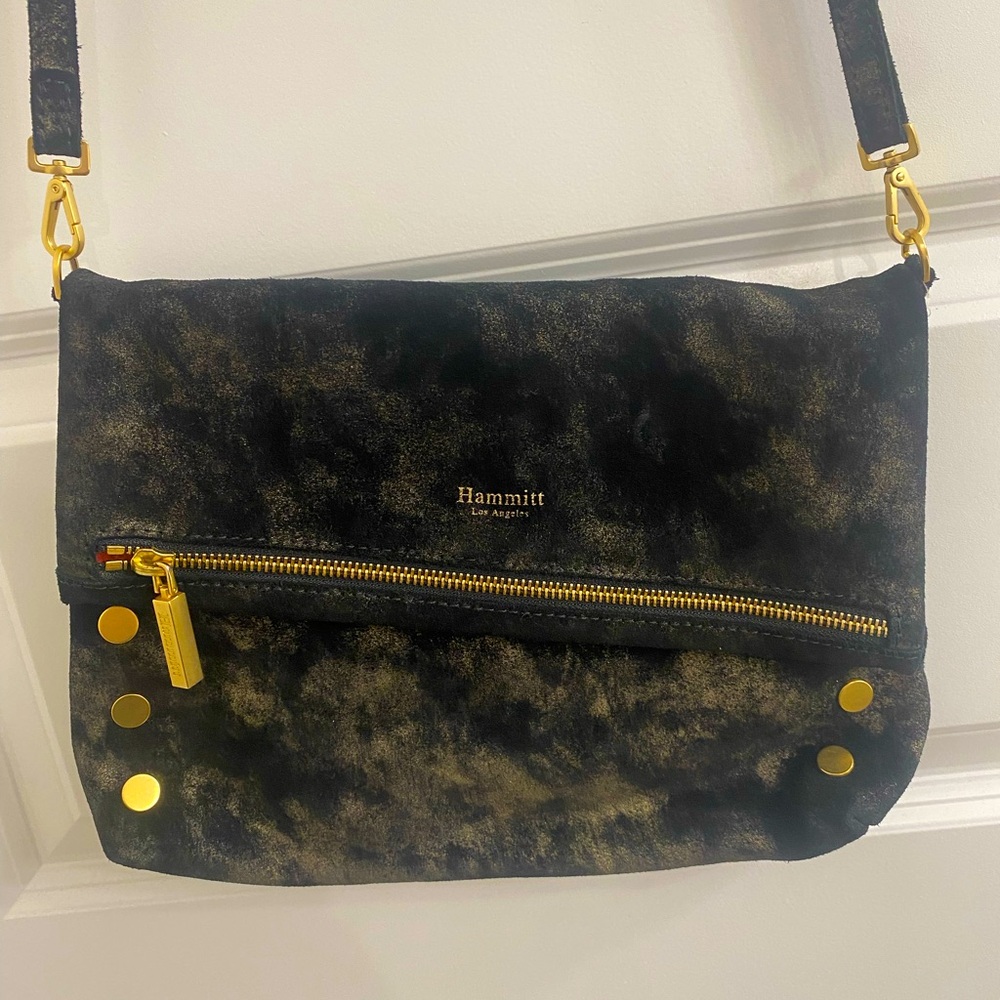 HAMMITT Large VIP Black/Gold Suede